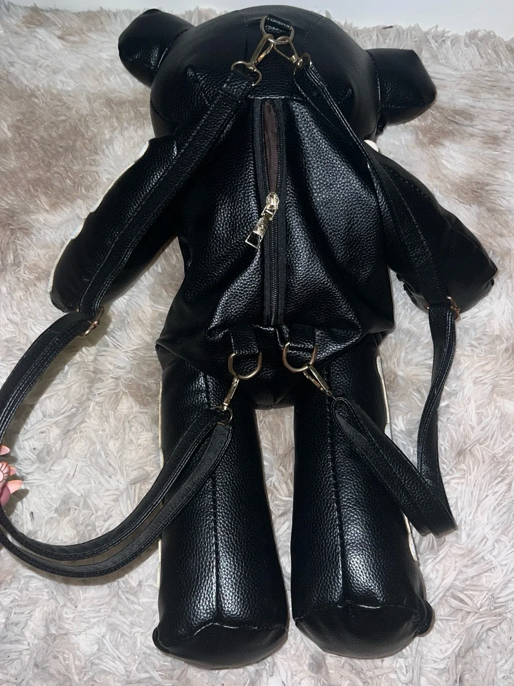 Black GrungeSkeleton Teddy Adult Plush Backpack Halloween Bag New/justDisplayed